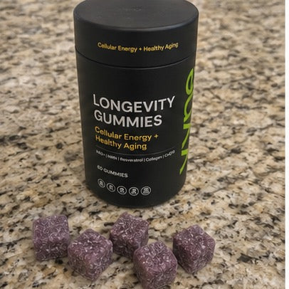 Customer kitchen table photo of VYNE bottle and gummies